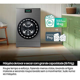 Máquina de Lavar e Secar Roupa Samsung WD18DB8995BZT2 | 18/11 Kg | AI |1000 RPM | A | Look Inox