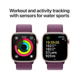 Apple Watch Series 10 GPS 42 mm | Alumínio Rosa Dourado | Bracelete Loop Desportiva Ameixa