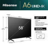 Smart Tv Hisense 58 Uhd 4K 58A6N - 146 Cm - Outlet Loja Benfica - Grade B