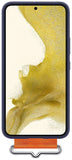 Capa Samsung Galaxy S22 Silicone com Fita - Azul Escuro/Fita Laranja