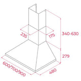 Exaustor de Parede Teka DBP 60 | 60x48 cm | 613 m³/h | 68 dB | C | Aço inoxidável