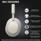 Auscultadores Noise Cancelling Bluetooth Sony WH-1000XM5S - Prateado