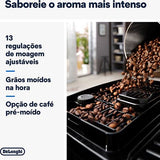 Máquina de Café Automática com Moinho DeLonghi Magnifica Start MilkECAM2200.80.SB - Prateada / Preta
