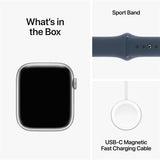 Apple Watch Series 9 GPS 45mm - Alumínio Prateado | Bracelete Desportiva Azul trovoada - M/L
