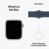Apple Watch Series 9 GPS 41mm - Alumínio Prateado | Bracelete Desportiva Azul trovoada - M/L