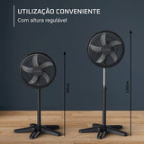 Ventoinha de Pé Turbo Essential VU3110F3 - Preto