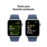 Apple Watch SE 2024 GPS 44mm - Alumínio Prateado | Bracelete Desportiva Azul denim - S/M