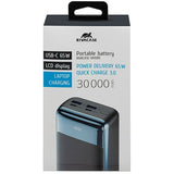 Powerbank com LCD Rivacase 30.000 mAh PD 65W - Preto