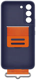 Capa Samsung Galaxy S22 Silicone com Fita - Azul Escuro/Fita Laranja