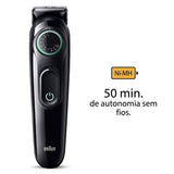 Aparador de Barba Braun Serie 3 BT3411 - Preto/Verde Vivo