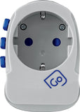 Adaptador Tomada Go Travel EU / Mundial com USB/USB-C - Branco / Azul