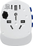 Adaptador Tomada Go Travel EU / Mundial com USB/USB-C - Branco / Azul