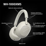 Auscultadores Noise Cancelling Bluetooth Sony WH-1000XM5S - Prateado