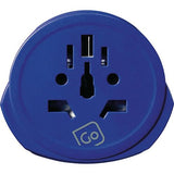 Adaptador Tomada Go Travel EU / Mundial com USB/USB-C - Branco / Azul