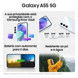 Smartphone Samsung Galaxy A55 5G Preto - 6.6 256GB 8GB RAM Octa-core