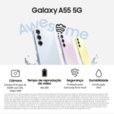 Smartphone Samsung Galaxy A55 5G Preto - 6.6 256GB 8GB RAM Octa-core