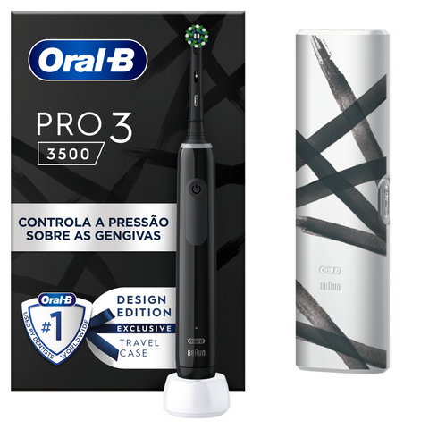 Escova de Dentes Oral-B Pro 3 3500 Design Edition Preta 1Un