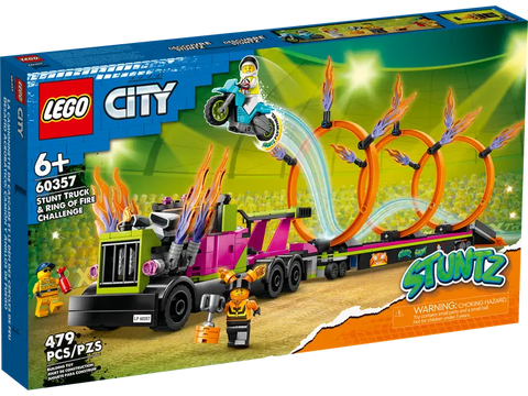 Jogo de Construção LEGO City - 60357 Camião de Acrobacias e Desafio do Anel de Fogo