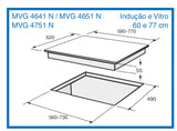 Placa Vitrocerâmica Meireles MV 2607 4 Zonas 60Cm