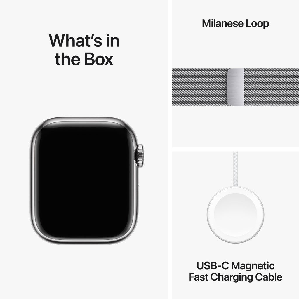 Apple Watch Series 9 GPS + Cellular 41mm Aço Inoxidável Prateado Loop Milanesa Prateado - Smartwatch