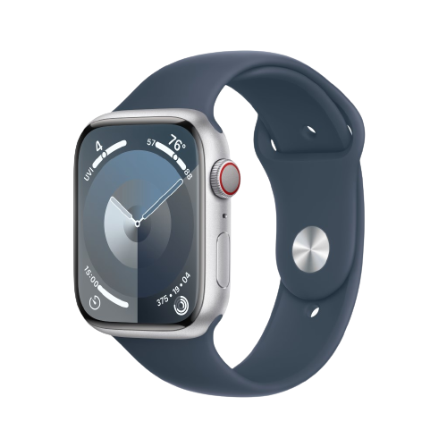 Apple Watch Series 9 GPS + Cellular 45mm Prateado Sport Band Azul Trovoada M/L - Smartwatch