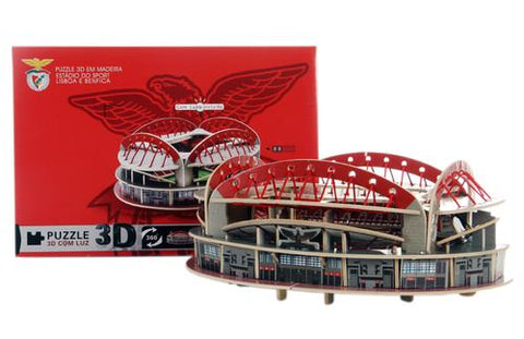 Puzzle 3D em Madeira: Estádio do Benfica com Luz Incluída - Kit Constrói