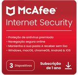 Software McAfee Internet Security - 1 Ano 3 Dispositivos (Formato Digital)