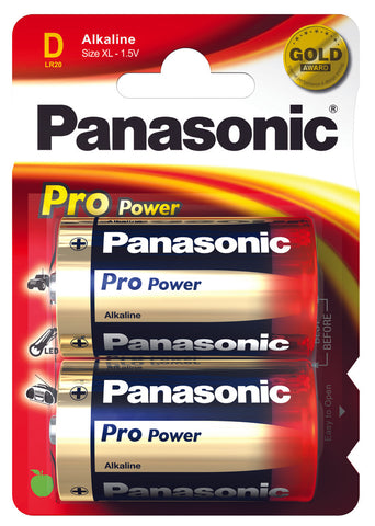 Pilhas Alcalinas Panasonic Pack 2 LR20 Pro Power 1.5V