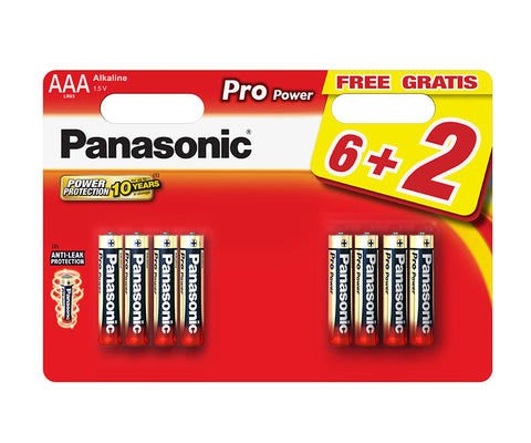 Pilhas Alcalinas Panasonic Pack 8 AAA Pro Power 1.5V