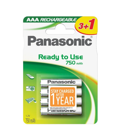 Pilhas Recarregáveis Panasonic Batteries Pack 4 AAA Evolta 750 mAh
