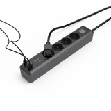 Extensão Elétrica Hama 4 Tomadas + 1x USB + 2x USB-C 1.4m (00223189) Preto