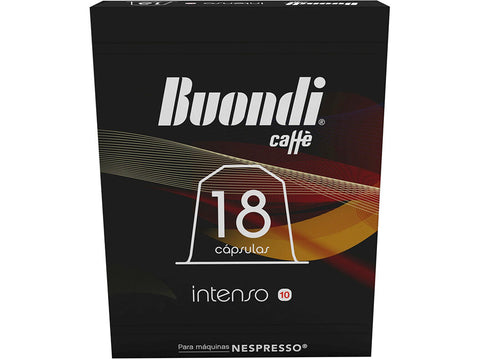 Cápsulas Café Buondi Intenso Máquinas Nespresso | 18 Cápsulas | Intensidade 10