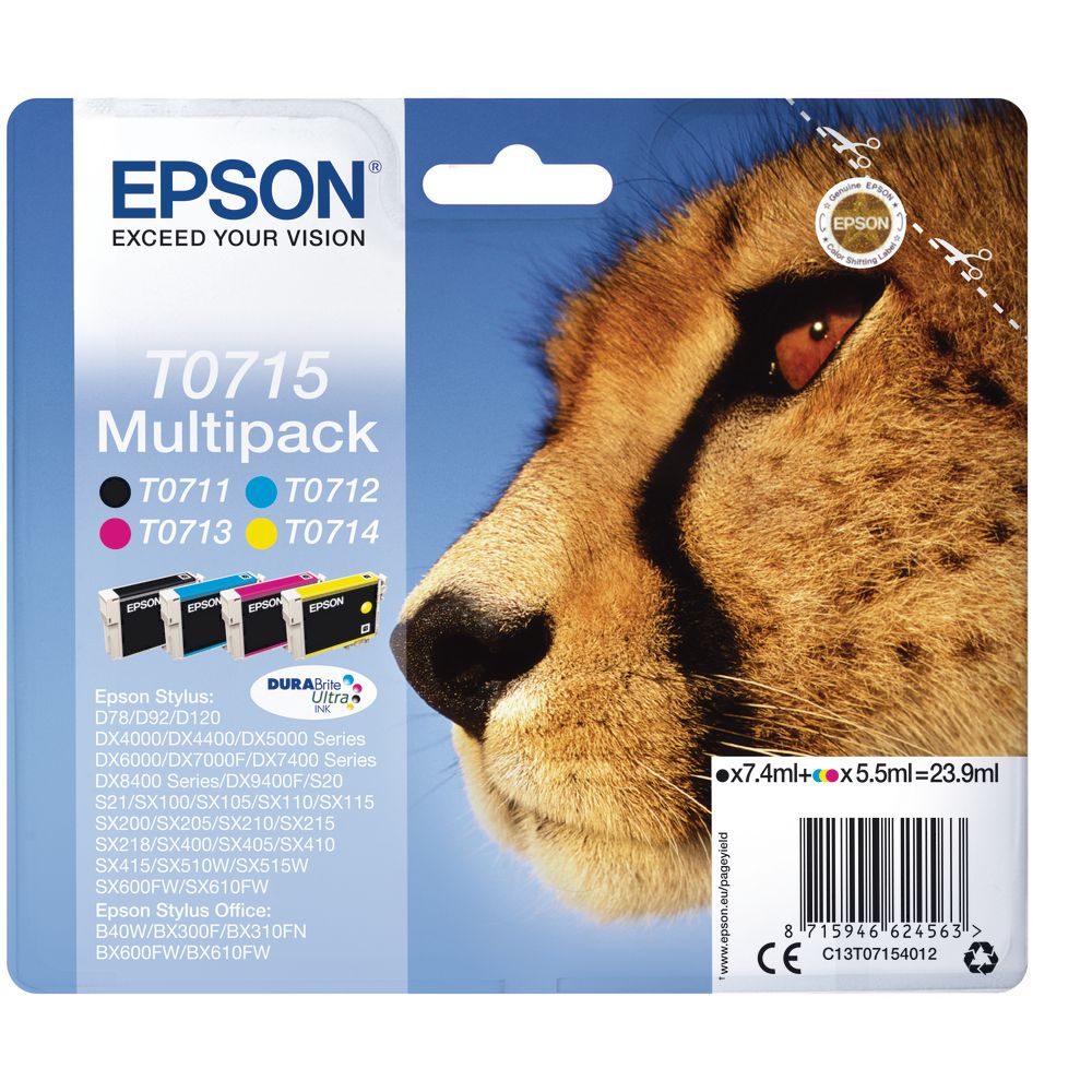 Tinteiro Epson Pack Tinteiros T0715 DURABrite Ultra Preto e Cores