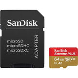 Cartão Micro SDXC SanDisk Extreme Plus 64GB Classe 10 V30 A2 U3 200 MB/s