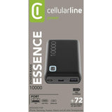 Powerbank Cellularline Essence 10000mAh USB+USB-C+Micro-USB Preto
