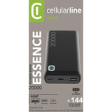 Powerbank Cellularline Essence 20000mAh USB+USB-C+Micro-USB Preto