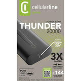 Powerbank Cellularline Thunder 20000mAh USB+USB-C Preto