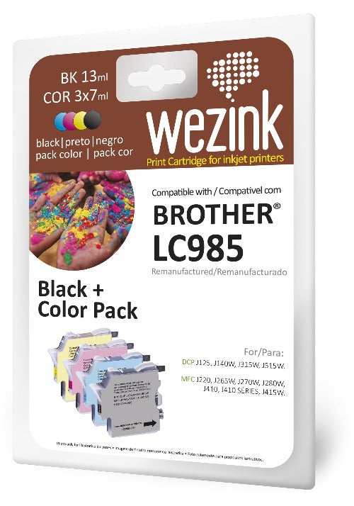Tinteiro Wezink WZ Compatível com Brother LC985 Pack 4 cores