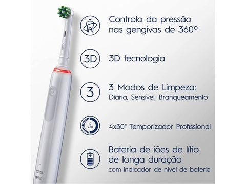 Escova de Dentes Elétrica Oral-B Pro 3 3900 Duo Preto+Branco