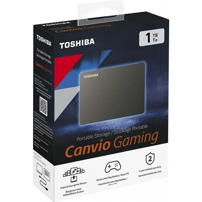 Disco Externo 2.5 Toshiba 1TB USB 3.2 Canvio Gaming Preto