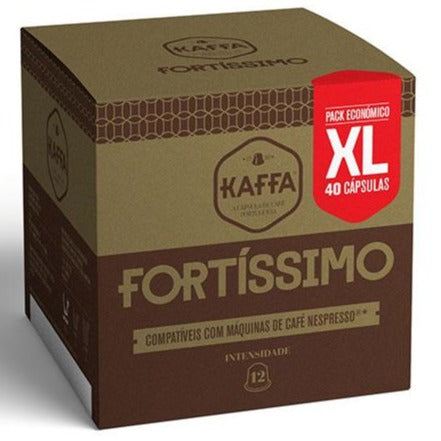 Cápsulas Café Kaffa Fortissimo XL - Café Expresso | Intensidade 12 | Compatível Nespresso | 40 Cápsulas