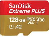 Cartão Micro SDXC SanDisk Extreme Plus 128GB Classe 10 V30 A2 U3 200 MB/s