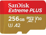 Cartão Micro SDXC SanDisk Extreme Plus 256GB Classe 10 V30 A2 U3 200 MB/s